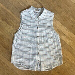 Toad & Co Sleeveless Button Down Tank Shirt Womens M
